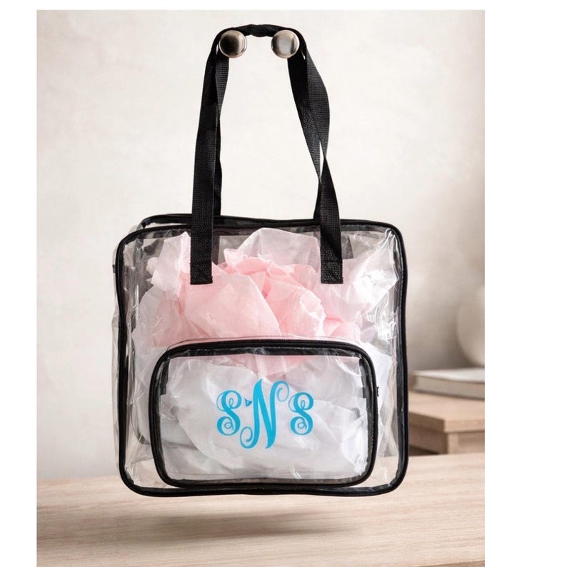 Personalized Clear Stadium Bag, Vinyl Monogram, Concert Travel Tote Bild 4