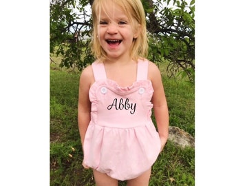 Kids Summer Outfits Pink Ruffle Sunsuit Girls Monogrammed Summer Outfits