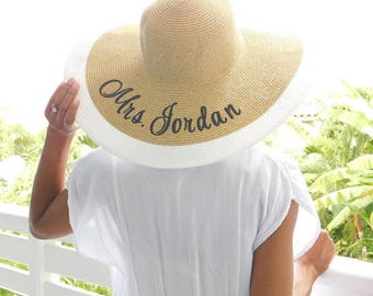 Custom Sun Hat Gift for Bride Bachelorette Party Monogram Gifts from Bridesmaids