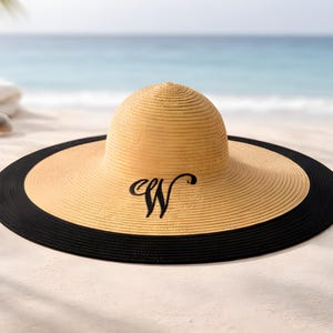 Monogrammed Beach Sun Hat Perosnalized Custom Name Women Summer Vacation Wide Brim Floppy Coastal Wedding Bridesmaid Gift immagine 20