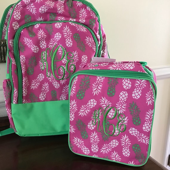 Pink School Backpack Book Bag Monogram Personalized Initials
