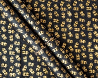 Eco-friendly Wrapping paper, 20"x30". Handmade Nepali Lokta paper. Black and gold Cell division Screen-printed, acid-free.