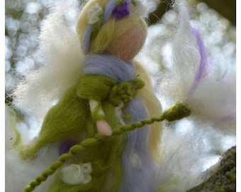 Snowdrop Fairy in carded fairy wool. Waldorf. Made to order