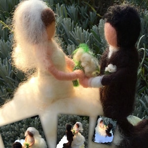 Needle felted/wedding/ Sposi in lana fiaba e cardata e seta ,Cake topper, Sopra torta, In stile waldorf! Personalizzato.