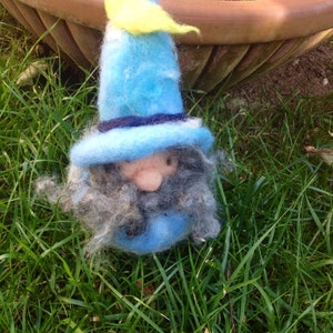 Gnome in carded wool,winter, table of kingdom, play,Waldorf.