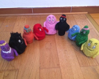 the Barbapapà family in carded wool. waldorf style.