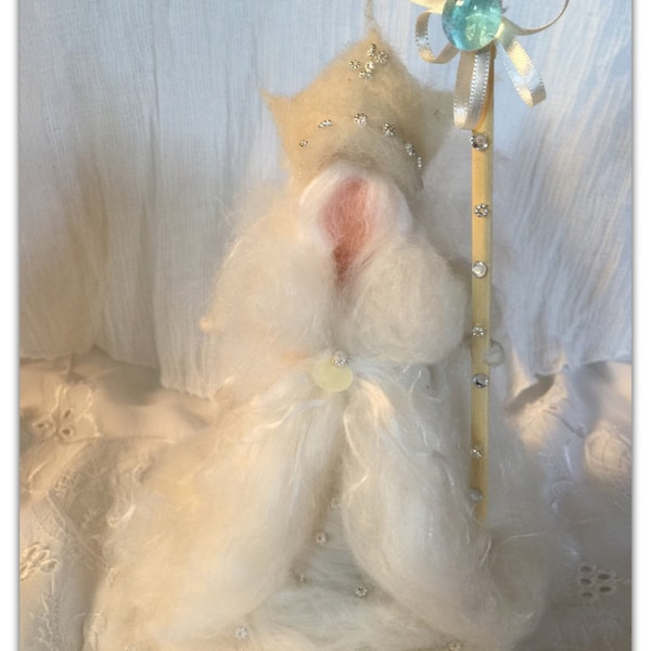 Snow Queen Fairy in carded and fairy wool. Waldorf style