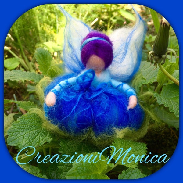 Cornflower Fairy in carded and fairy wool. Waldorf