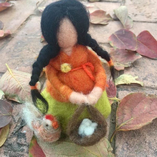 Shepherd in fairy/magic, carded wool.Style Waldorf.for Christmas