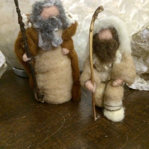 needle Felting,Shepherd in fairy, carded wool. Waldorf. For every Christmas