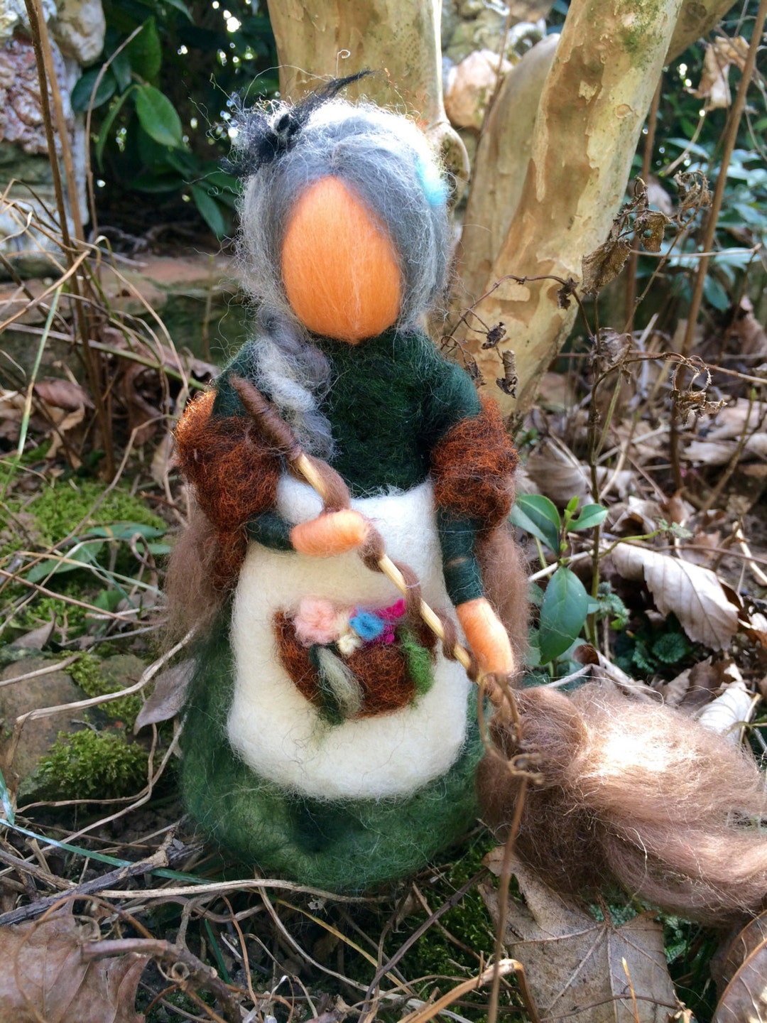 Madre Natura/Madre Terra,in lana cardata, fiaba stile Waldorf