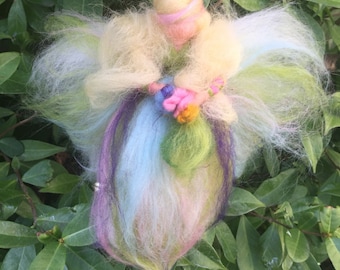 Spring Fairy in carded and fairy wool. Waldorf