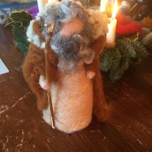 needle Felting,Shepherd in fairy, carded wool. Waldorf. For every Christmas