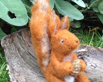 Squirrel in carded wool, children's toy