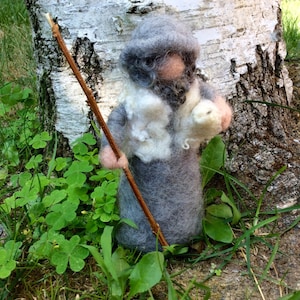 Needle felting ,Shepherd in fairy, carded wool. Waldorf. For every Christmas