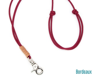 KEYCHAIN or WHISTLEBAND | bordeaux-red | adjustable | Neck strap with small carabiner for dog whistle or key | Lanyard