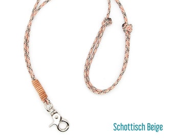 KEYCHAIN or WHISTLEBAND | beige-black-red | adjustable | Neck strap with small carabiner for dog whistle or key | Lanyard