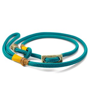 Dog Slip Lead / Moxon Lead in turquoise-golden-yellow strong adjustable Dog Leash made of rope with integrated Antler stop and collar Ø8mm image 2