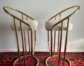 Postmodern Shaver-howard Yellow Vinyl Satin Metal Bar Stool - Etsy