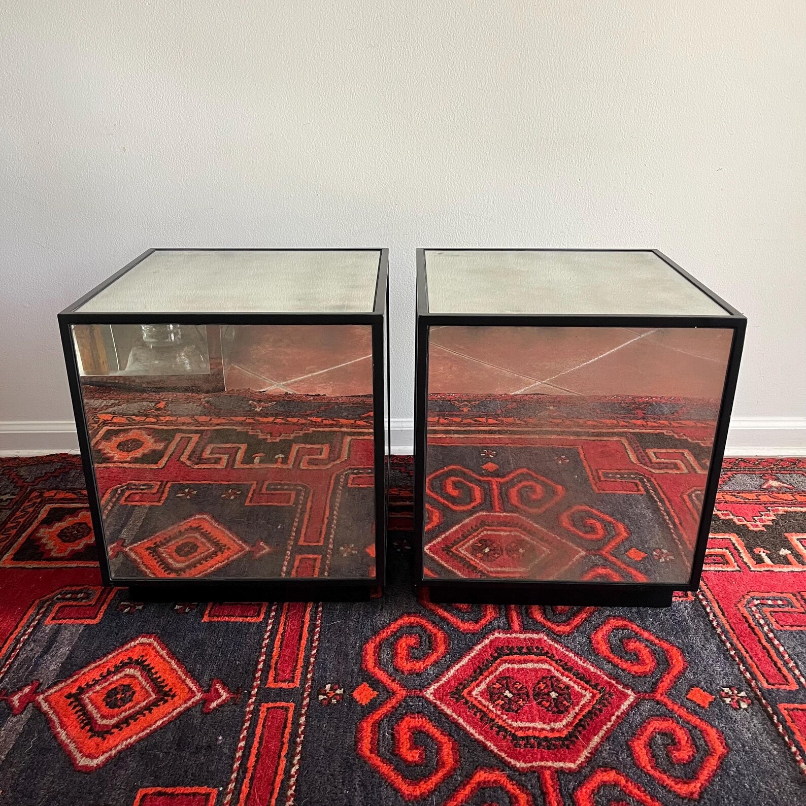 Pair Modern Cubed Tables on Casters Side Tables - Etsy