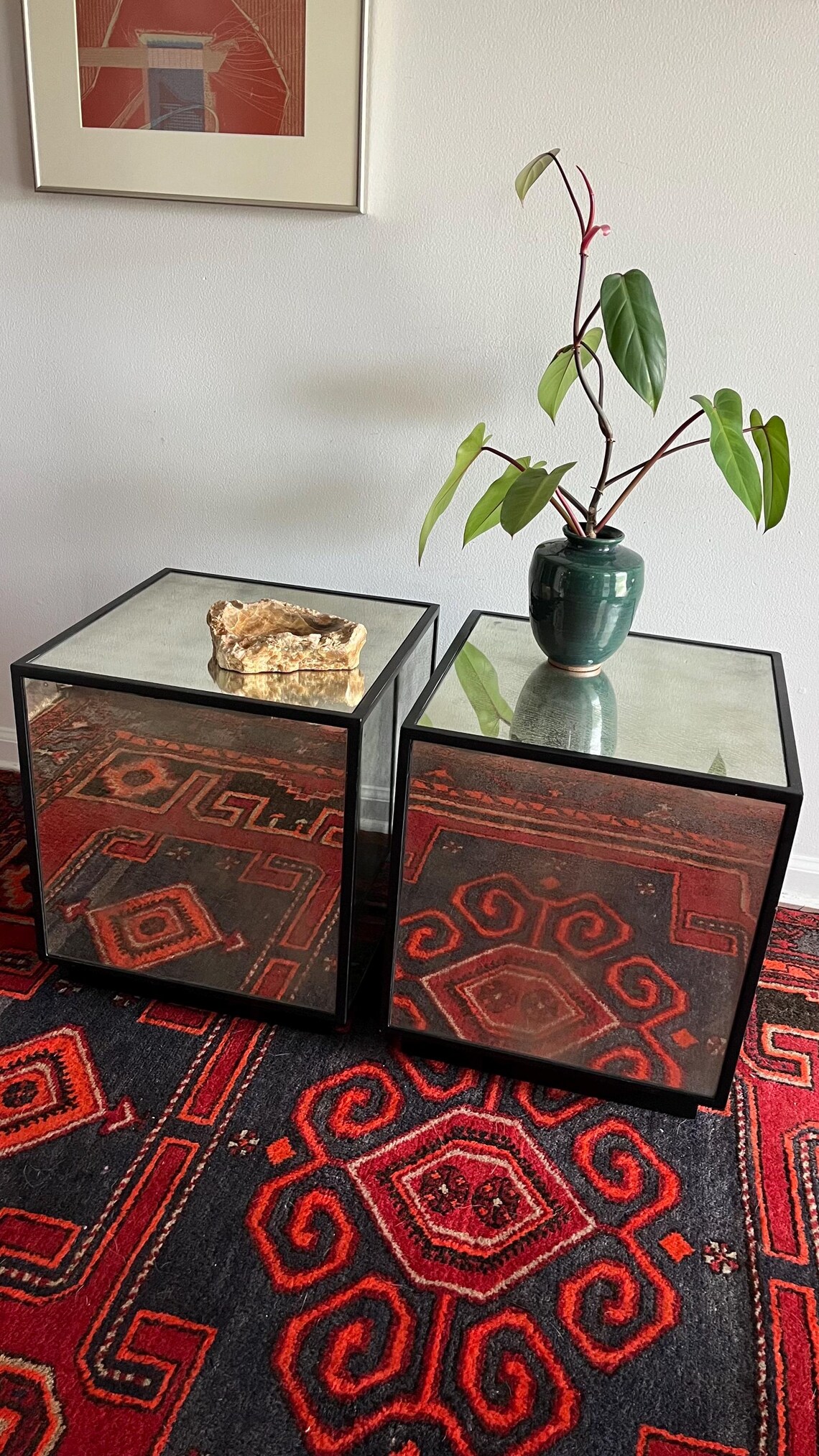 Pair Modern Cubed Tables on Casters Side Tables - Etsy