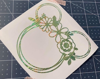 Floral Mickey Head/Custom Disney Decal/Vinyl Sticker