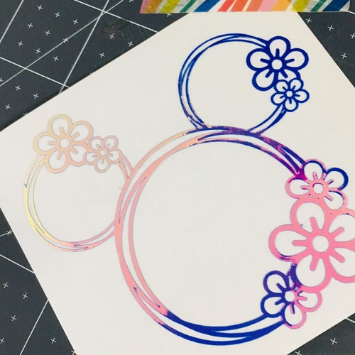 Floral Mickey Head Decal/disney Decal/sticker/laptop Decal/car Etsy