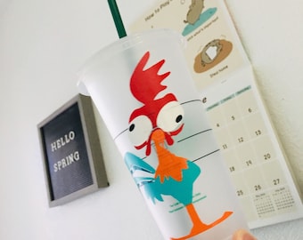 Rooster Starbucks Cup/Custom Tumbler/Moana Tumbler/Custom Cups
