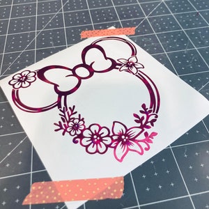 Floral Minnie Decal/Custom Vinyl Sticker/Vinyl Sticker/Disney Decal