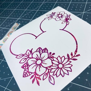 Floral Mickey Head Decal/Holographic Decal/Disney Vinyl Decal/Vinyl Sticker