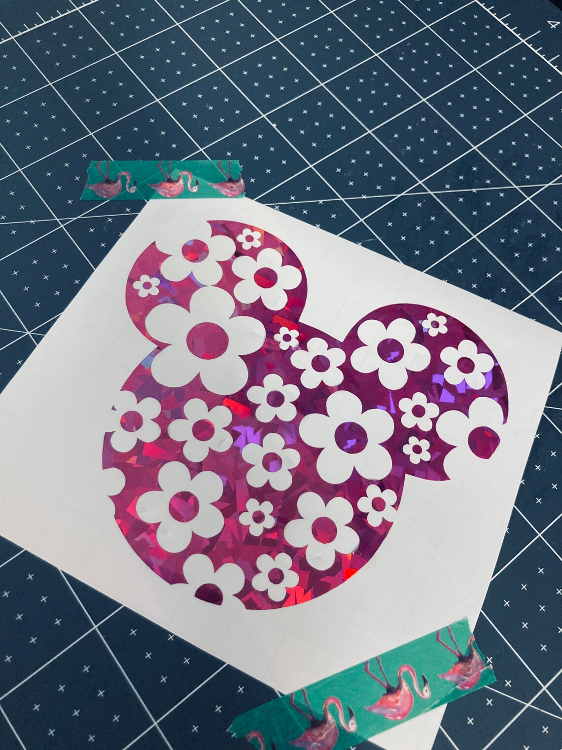 Flower Mickey Decal/Vinyl Decal/Disney Sticker/Disney Etsy