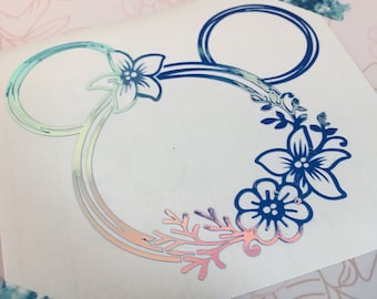 Floral Mickey Head Decal/Sticker/Laptop Decal/Car Decal/Vinyl Sticker/