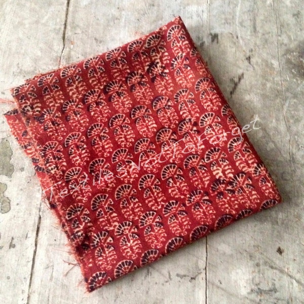 Mano blocco stampato in cotone tinto in rosso alizarina, forniture, arredamento casa, boho, tribal fusion, yardage