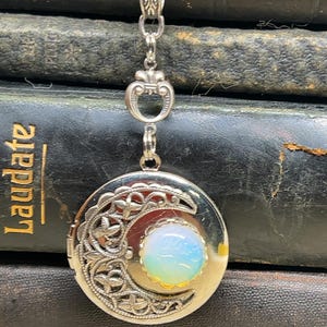 Moon Lovers Photo Locket - crescent moon anniversary or birthday gift for her