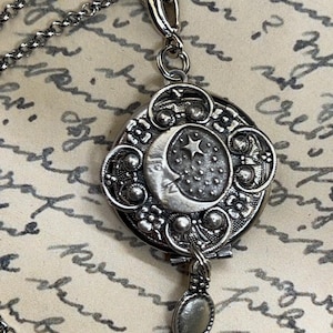 Photo locket, starry sky locket, moon and stars, Anniversary Gift, Gift  for her, gift for mom, birthday present, lunar necklace.