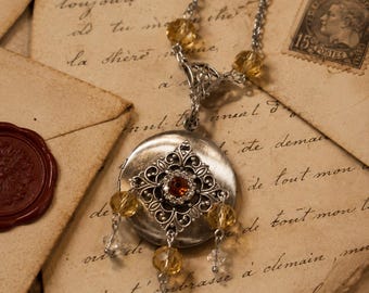 Silver Filigree Photo Locket: Vintage Style Artisan Necklace