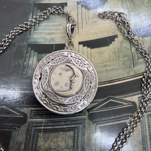 Victorian inspired Starry sky necklace, Photo Locket, moon necklace, moon and stars locket, gift for her, locket for photos.