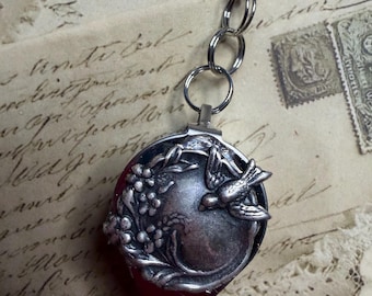 Loupe necklace, jewelers loupe, magnifying necklace, silver  tone loupe necklace on a 30 inch curb chain. 30x21mm