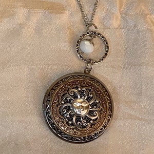 Photo locket, Tiny moon, moon locket, vintage locket, gift for her, gift for mom, birthday present, gift for wife, present for moon lovers