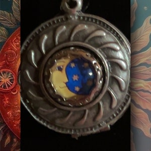 Photo locket, starry sky locket, moon and stars, keepsake locket, gift for her, gift for mom, birthday present, lunar necklace, gift for mom