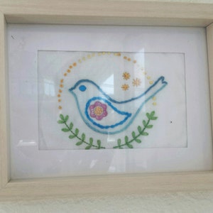 Hand Embroidered Bird Hoop Art