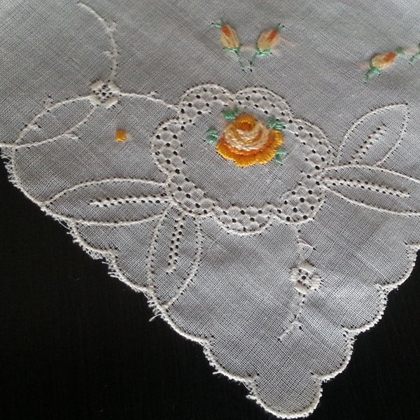 SALE Yellow Vintage Floral Handkerchief