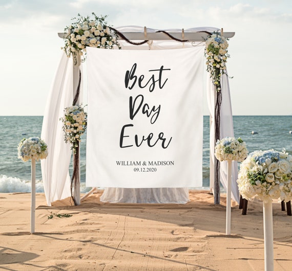 Personalized Beach Wedding Backdrop Tapestry Gift - Etsy