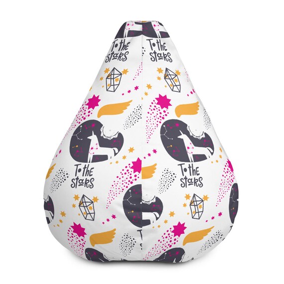 Unicorn Bean Bag Girls Room Decor Girly Bedroom Playroom Floor Chair Pouf With Filling