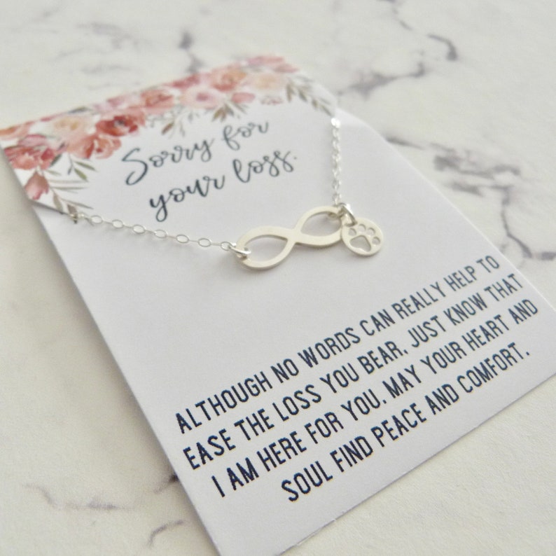 sympathy card Cat loss gift necklace pet memorial