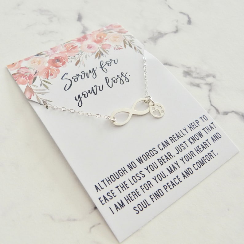 sympathy card Cat loss gift necklace pet memorial