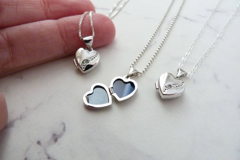 gift for her Real diamond heart locket necklace sterling silver jewelry lockets for women