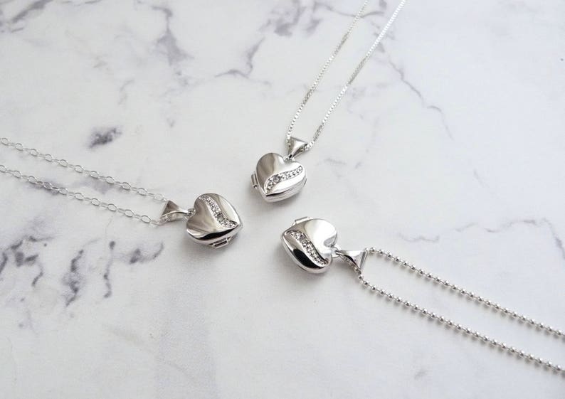 gift for her Real diamond heart locket necklace sterling silver jewelry lockets for women