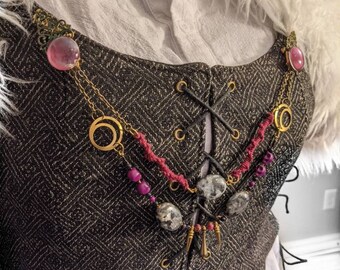 Viking brooch beads, black and purple