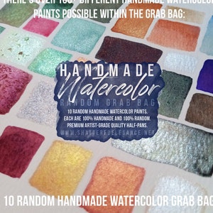 Handmade Watercolor Random Grab Bag, 10 Random Handmade Watercolor Paints Half Pans